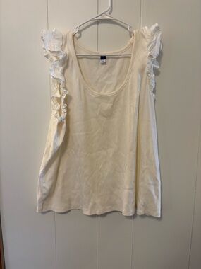 Old Navy Cream Ruffle Sleeve Scoop Tank Top